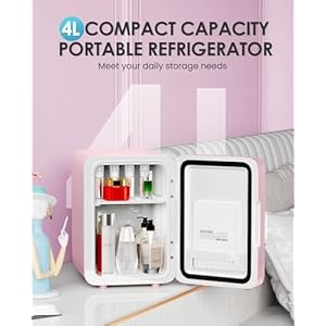 Skincare Fridge With Dimmable LED Light Mirror, 4L Makeup Mini Fridge for Bedroom, Car, Office & Dorm, Cooler & Warmer, Portable Small Refrigerator for Cosmetics, Skin Care and Food, Pink Skincare Fridge With Dimmable LED Light Mirror 4L Makeup Mini Fridge for Bedroom Car Office Dorm Cooler Warmer Portable Small Refrigerator for Cosmetics Skin Care and Food Pink