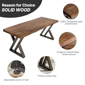 Solid Wood Desk 55 inches, Home Office Computer Desk Wooden Rustic Writing Desk Metal Modern Simple Design Executive Real Wood Desk(Rustic Brown) Solid Wood Desk 55 inches Home Office Computer Desk Wooden Rustic Writing Desk Metal Modern Simple Design Executive Real Wood DeskRustic Brown