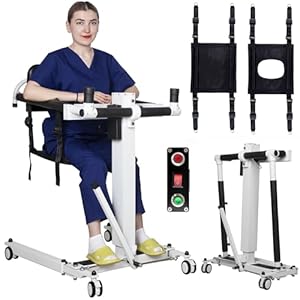Electric Patient Lift Transfer Chair for Home, Portable Patient Lift for Car Lightweight Folding Patient Lift Wheelchair for Adults Shower Chair for Elderly and Disabled
