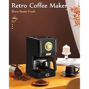 Amaste Coffee Maker 25 Oz Drip Retro Style Coffee Machine with Glass Coffee Pot with Reusable Coffee Filter Three Brewing Modes 30minute Warm Keeping CM 1003AE Black