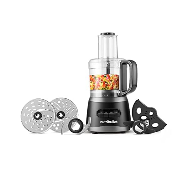   nutribullet-NBP50100-Food-Processor-450-Watts-with-7-Cup-Capacity-and-Stainless-Steel-Slice-Shred-Chop-and-Dough-Attachments-Black