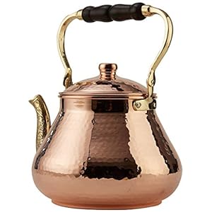 Demmex large copper teapot 1mm thick hammered handcrafted in turkey 3 quarts 28l  urban country home decor
