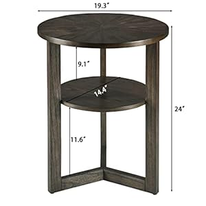   Small-Round-End-Table-Rustic-Side-Table-with-Storage-shelf-Classic-Circular-Solid-Wood-Beside-Table-2-tier-Telephone-Table-Easy-Assembly-for-Living-Room-24H-x-193D-Brushed-Black-BZ3338BK