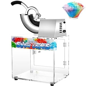 48L Snow Cone Machine, 500LB/H Commercial Shaved Ice Machine, 300W Electric Ice Shaver Machine, Suitable for Party Activities, Family Gatherings, Events