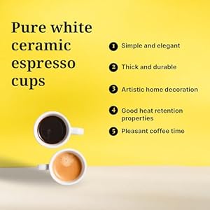 25 oz 75 ml Pure White Ceramic Espresso Cups Set of 2 Demitasse Espresso Mugs SSE 114 16