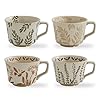 12oz rustic ceramic coffee mug set of 4 handmade pottery countryside coffee mugs with big handle for latteteamilkhot cocoadishwasher microwave safeplants  urban country home decor