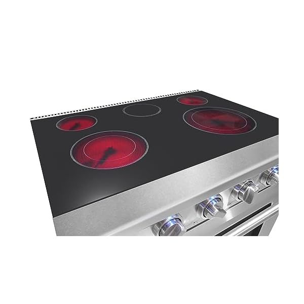   30-inch-Professional-Electric-Range-with-5-Heating-Elements-Cooktop-455-Cu-Ft-Convection-Oven-Capacity-Smooth-Glass-Top-in-Stainless-Steel-KOS-30RE06H-Red