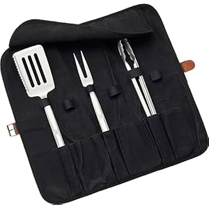   ZWILLING-BBQ-4-pc-Grill-Tool-Set-BBQ-accessories-Grilling-Gift-Set-Set-Includes-Grill-Spatula-Grill-Tongs-Grill-Fork-and-Chefs-Tool-Wrap-Stainless-Steel-Dishwasher-Safe