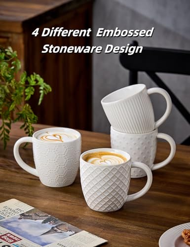 Embossed-Ceramic-Coffee-Mug-14-OZ-Farmhouse-Style-Porcelain-Mugs-for-Espresso-Cappuccino-Tea-Hot-Cocoa-Mocha-Suit-For-Housewarming-Wedding-Set-of-4 Embossed Ceramic Coffee Mug 14 OZ Farmhouse Style Porcelain Mugs for Espresso Cappuccino Tea Hot Cocoa Mocha Suit For Housewarming Wedding Set of 4