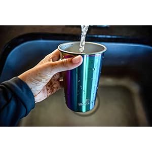 Stainless steel cups 16 oz pint tumbler 4 pack premium metal drinking glasses stackable durable cup 16 oz rainbow  urban country home decor