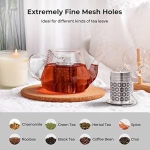 Reinmoson tea strainers for loose tea extra fine mesh tea infuser 304 stainless steel updated slim threaded lid loose leaf tea steeper for black tea rooibos etc  urban country home decor