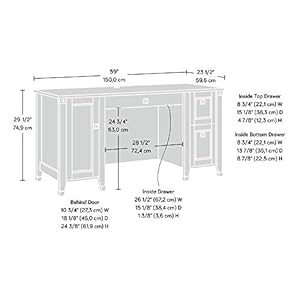 Sauder carson forge rustic vintage computer desk with drawers storage 5906 l x 2347 w x 2953 h coffee oak  urban country home decor