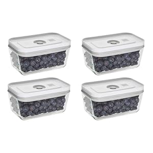 ZWILLING Fresh Save 4 pc Small Glass Vacuum Sealer Food Storage Containers with Airtight Lids