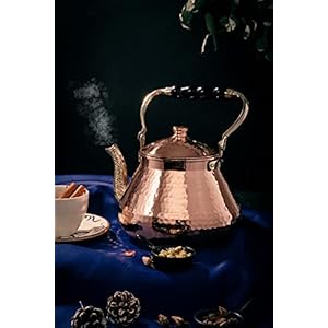 Demmex large copper teapot 1mm thick hammered handcrafted in turkey 3 quarts 28l  urban country home decor