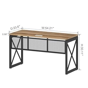 BON AUGURE Farmhouse Computer Desk, Modern Industrial Home Office Desks, Wood Metal Study Writing Table, Sturdy Gaming Desk (Vintage Oak, 54 Inch) BON AUGURE Farmhouse Computer Desk Modern Industrial Home Office Desks Wood Metal Study Writing Table Sturdy Gaming Desk Vintage Oak 54 Inch