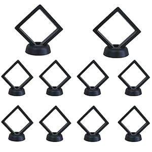 Set of 10 Clear Coin Display Case with Stand, 3.5″ Floating Small Item Holder, Medallion Medal Specimen Military Coin Box