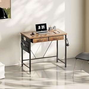 Smalldeskwithdrawers315inchsmallcomputerdeskwithdrawerswritingdeskwithdrawersforsmallspacescompactdeskforsmallspacesmetalframeforpclaptoprusticbrown2 Urban Country Home Decor Small desk with drawers 315 inch small computer desk with drawers writing desk with drawers for small spaces compact desk for small spaces metal frame for pc laptop rustic brown2 urban country home decor
