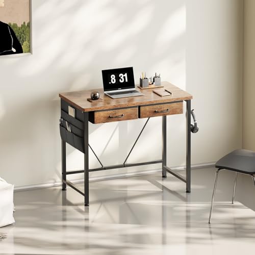 Smalldeskwithdrawers315inchsmallcomputerdeskwithdrawerswritingdeskwithdrawersforsmallspacescompactdeskforsmallspacesmetalframeforpclaptoprusticbrown2 Urban Country Home Decor Small desk with drawers 315 inch small computer desk with drawers writing desk with drawers for small spaces compact desk for small spaces metal frame for pc laptop rustic brown2 urban country home decor