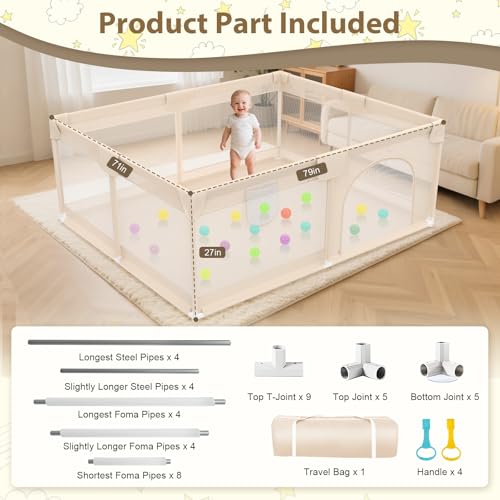 Playpenforbabiesandtoddlers79x71inchextralargebabygateplaypenwithsoftbreathablemeshcoverindoorandoutdoorbabyplayardportableplaypenforbabiesapricot  Urban Country Home Decor Playpen for babies and toddlers 79x71inch extra large baby gate play pen with soft breathable mesh cover indoor and outdoor baby playard portable playpen for babies apricot  urban country home decor