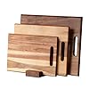 Ystkc acacia wood cutting boards set of 3 pcs for kitchen large wooden cutting board set with handle thick chopping board butcher block wooden trays for meat fruit vegetable and cheese  urban country home decor