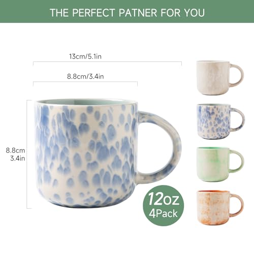 12-OZ-Coffee-Mugs-Set-of-4-Modern-Ceramic-Coffee-Mugs-Set-with-handle-for-TeaLatteCappuccinoMilkCocoa 12 OZ Coffee Mugs Set of 4 Modern Ceramic Coffee Mugs Set with handle for TeaLatteCappuccinoMilkCocoa