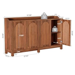 Tribesigns Sideboard Buffet Cabinet, 57" Farmhouse Storage Cabinet with Shutter Doors and Adjustable Shelf, Freestanding Storage Shelf for Dining Room, Living Room, Kitchen Tribesigns Sideboard Buffet Cabinet 57 Farmhouse Storage Cabinet with Shutter Doors and Adjustable Shelf Freestanding Storage Shelf for Dining Room Living Room Kitchen