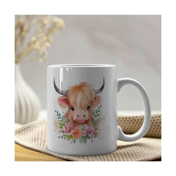   NATSUNO-Highland-Cow-Coffee-Mug-Scottish-Fluffy-Cow-Themed-Gift-Farm-Cup-11oz