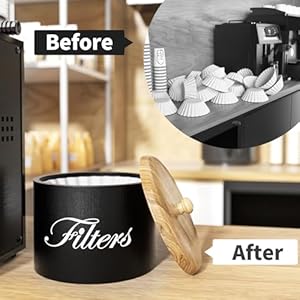 Wooden Coffee Filter Holder, Basket Storage Container for Counter, Black Small Bar Accessories for Coffee Bar Station(Black Wooden) Wooden Coffee Filter Holder Basket Storage Container for Counter Black Small Bar Accessories for Coffee Bar StationBlack Wooden