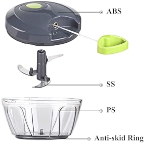 Manual Food Processor Vegetable Chopper Small Hand Pull String Garlic Onion Cutter for Veggies Ginger Fruits Nuts Herbs etc BPA Free Food Safe Material 400ml Gray