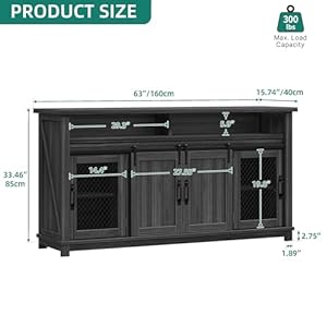 YITAHOME 63" Farmhouse Storage Cabinet, Large Buffet Sideboard Cabinet with Sliding Barn Doors and Visual Grid Doors, Coffee Bar Cabinet for Kitchen & Living Room, Dark Grey YITAHOME 63 Farmhouse Storage Cabinet Large Buffet Sideboard Cabinet with Sliding Barn Doors and Visual Grid Doors Coffee Bar Cabinet for Kitchen Living Room Dark Grey