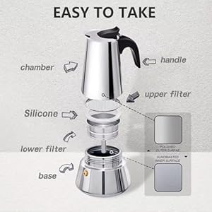 quick.simple.easy SEQ Stovetop Espresso Maker Stainless Steel Coffee Maker 6 Cups 10 oz Moka Pot Induction Espresso Pot FREE Coffee Spoon+1 sealing ring quicksimpleeasy SEQ Stovetop Espresso Maker Stainless Steel Coffee Maker 6 Cups 10 oz Moka Pot Induction Espresso Pot FREE Coffee Spoon1 sealing ring