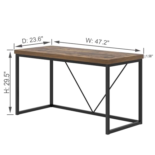 EXCEFUR-Home-Office-Desk-47-inch-Computer-Desk-Rustic-Wood-and-Metal-Study-Writing-Table-Work-Gaming-Desk-for-Bedroom-Living-Room-Industrial-Brown EXCEFUR Home Office Desk 47 inch Computer Desk Rustic Wood and Metal Study Writing Table Work Gaming Desk for Bedroom Living Room Industrial Brown