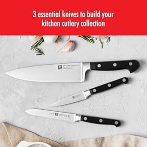 Zwilling professional s 3 piece razor sharp german starter knife set made in company owned german factory with special formula steel perfected for almost 300 years dishwasher safeblack  urban country home decor