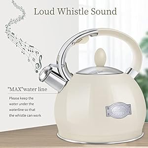Tea Kettle for Stovetop Whistling Tea Kettles Retro Stainless Steel Teapots 264 Quart Cream