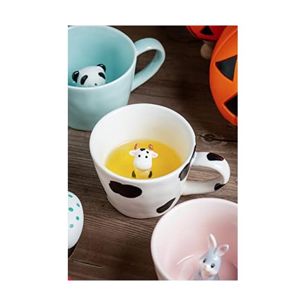 Dihoclub cow ceramic cup hidden 3d animal inside mugcute cartoon handmade figurine mugsholiday and birthday gift for coffee milk tea lovers12 ozwhiteblack  urban country home decor