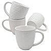 Embossed ceramic coffee mug 14 oz farmhouse style porcelain mugs for espresso cappuccino tea hot cocoa mocha suit for housewarming wedding set of 4  urban country home decor