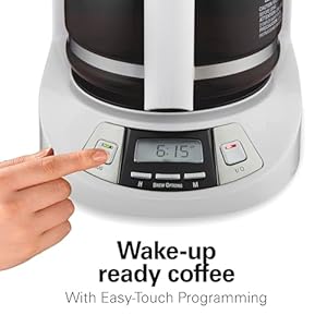 Hamilton Beach 12 Cup Programmable Drip Coffee Maker with 3 Brew Options Glass Carafe Auto Pause and Pour White 46294