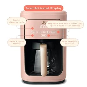 Beautiful 14 Cup Programmable Drip Coffee Maker with Touch Display Auto Brew Pause Reusable Filter Rose