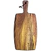 Totally bamboo rock branch acacia wood serving paddle wood cutting board with handle for kitchen and charcuterie boards  urban country home decor