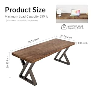 Solid Wood Desk 55 inches, Home Office Computer Desk Wooden Rustic Writing Desk Metal Modern Simple Design Executive Real Wood Desk(Rustic Brown) Solid Wood Desk 55 inches Home Office Computer Desk Wooden Rustic Writing Desk Metal Modern Simple Design Executive Real Wood DeskRustic Brown