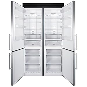 Summit appliance ffbf181es2kit48 48 wide bottom freezer refrigerator set 234 cuft grill included adjustable glass shelves no frost operation child lockation child lock  urban country home decor