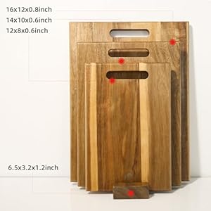YSTKC Acacia Wood Cutting Boards Set of 3 PCS for Kitchen Large Wooden Cutting Board Set with Handle Thick Chopping Board Butcher Block Wooden Trays for Meat Fruit Vegetable and Cheese