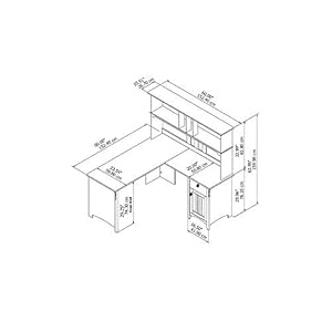 Bush Furniture Salinas L Shaped Desk with Hutch in Antique White | Corner Table with Drawers and Storage for Home Office Bush Furniture Salinas L Shaped Desk with Hutch in Antique White Corner Table with Drawers and Storage for Home Office