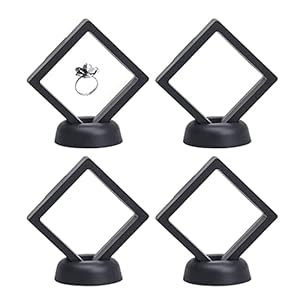 3D Floating Frame with Stand, Challenge Coin Display Holder, 4 Pack Floating Display, 2.75″x2.75″ Gift Packing Frame (Black)