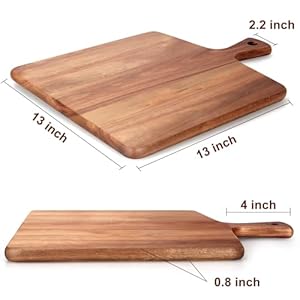 Large Acacia Wood Cutting Board with Handle Wooden Charcuterie Board Kitchen Chopping Block for Meat Cheese Vegetable Bread Fruit Serving Boards Wood Butcher Block Carving Board, 17" X 13" Large Acacia Wood Cutting Board with Handle Wooden Charcuterie Board Kitchen Chopping Block for Meat Cheese Vegetable Bread Fruit Serving Boards Wood Butcher Block Carving Board 17 X 13