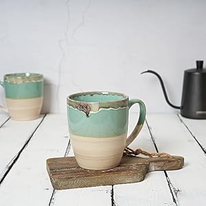 Bosmarlin Ceramic Coffee Mug Set of 4, 16 Oz, 5 Colors to Choose, Tea Cups, Dishwasher and Microwave Safe, Reactive Glaze (Green) Bosmarlin Ceramic Coffee Mug Set of 4 16 Oz 5 Colors to Choose Tea Cups Dishwasher and Microwave Safe Reactive Glaze Green