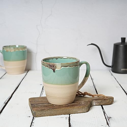 Bosmarlin-Ceramic-Coffee-Mug-Set-of-4-16-Oz-5-Colors-to-Choose-Tea-Cups-Dishwasher-and-Microwave-Safe-Reactive-Glaze-Green Bosmarlin Ceramic Coffee Mug Set of 4 16 Oz 5 Colors to Choose Tea Cups Dishwasher and Microwave Safe Reactive Glaze Green