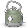 Amaste Electric Kettle Retro Electric Tea Kettle with Thermometer 57 Oz Hot Water Kettle for Coffee Tea 304 Stainless Steel 1500W Fast Boiling Auto Shut Off Boil Dry Protection Matcha Green