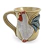 Modern Artisans Carved Farmhouse Rooster Coffee Mug American Handmade Stoneware Pottery 14 oz