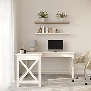 Lavish Home Computer Desk - L-Shaped Desk with X-Pattern Legs - for Office, Computer, or Craft Table - Desks for Home Office (White) Lavish Home Computer Desk L Shaped Desk with X Pattern Legs for Office Computer or Craft Table Desks for Home Office White